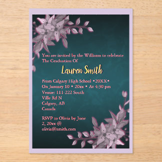 Floral Pastel Graduation Acrylic Invitation 