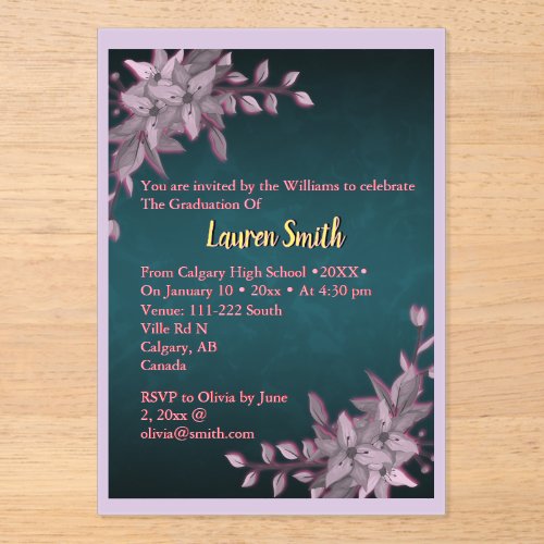 Floral Pastel Graduation Acrylic Invitation