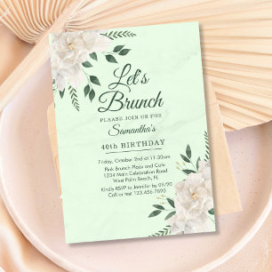 Floral Pastel Green Let's Brunch Any Event Party Invitation