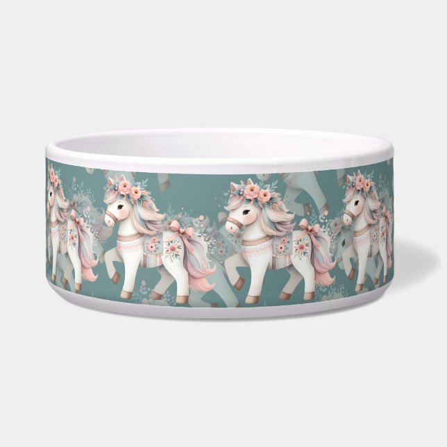 Floral Pastel Horse Fantasy Illustration Bowl (Front)