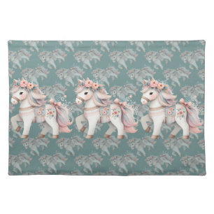 Floral Pastel Horse Fantasy Illustration Cloth Placemat