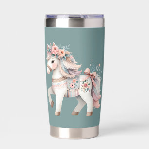 Floral Pastel Horse Fantasy Illustration Insulated Tumbler