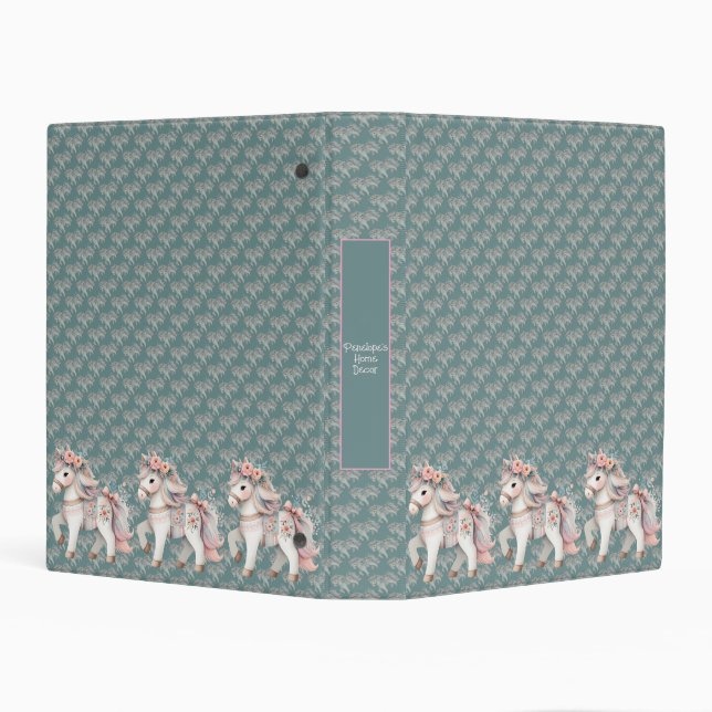 Floral Pastel Horse Fantasy Illustration Mini Binder (Background)