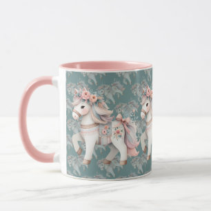 Floral Pastel Horse Fantasy Illustration Mug