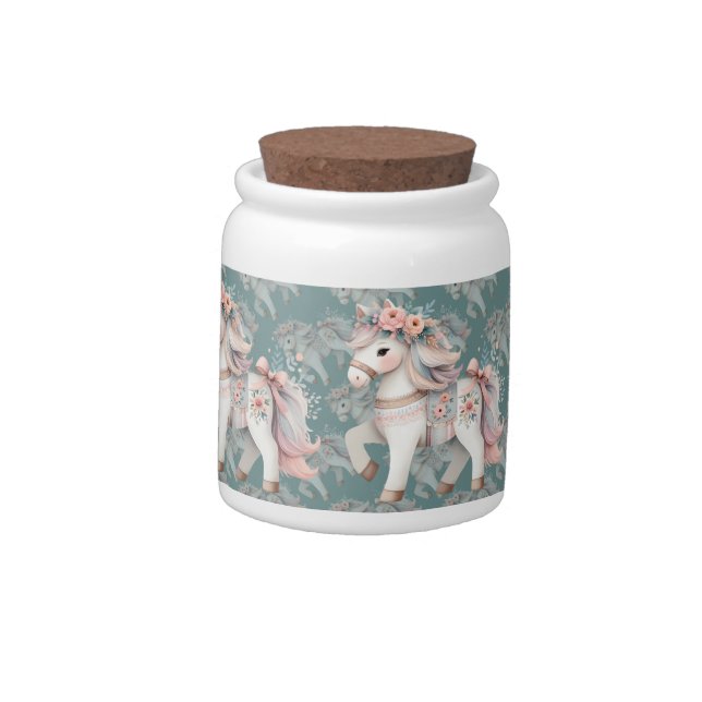 Floral Pastel Horse Fantasy Illustration Planner Candy Jar (Left)