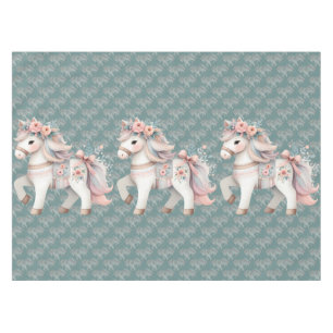 Floral Pastel Horse Fantasy Illustration Tablecloth