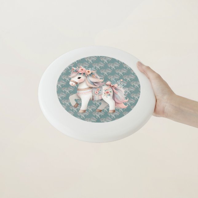 Floral Pastel Horse Fantasy Illustration Wham-O Frisbee (In Hand)