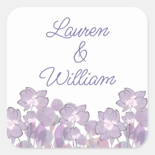 Floral pastel mauve purple blush   square sticker