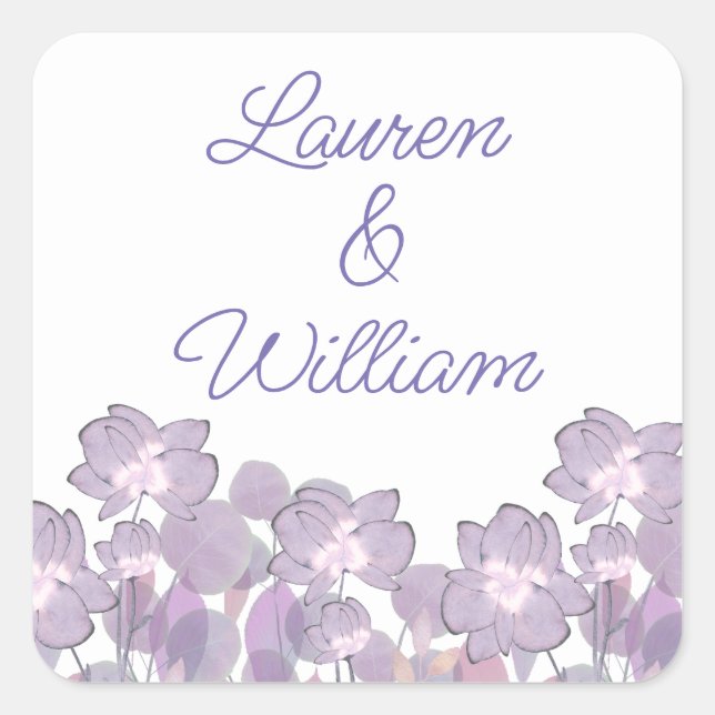 Floral pastel mauve purple blush   square sticker (Front)