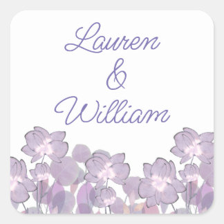 Floral pastel mauve purple blush   square sticker