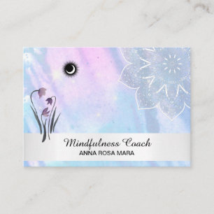 *~* Floral Pastel Moon Lacey Mandala Foil Business Card