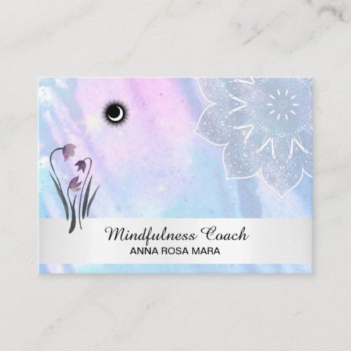  Floral Pastel Moon Lacey Mandala Foil  Business Card