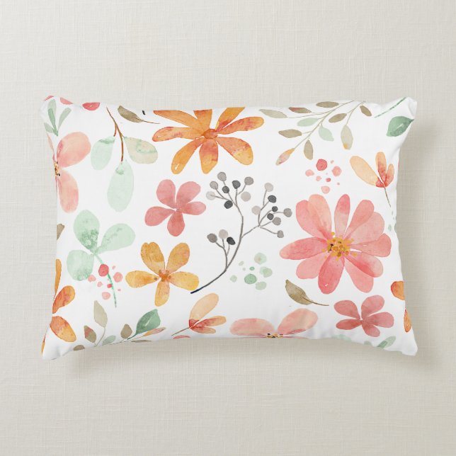 Floral Pastel Pattern Tranquility Accent Pillow (Front)