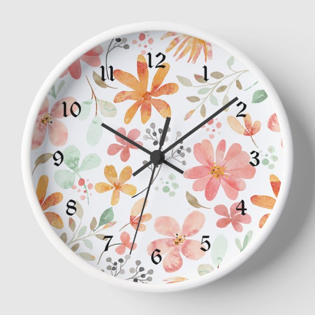 Floral Pastel Pattern Tranquility Clock (Front)