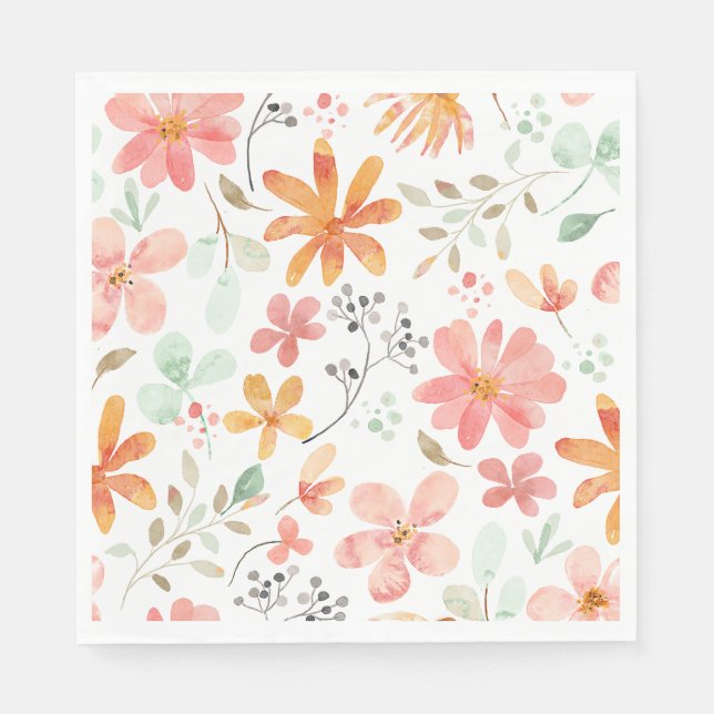 Floral Pastel Pattern Tranquility Napkins (Front)