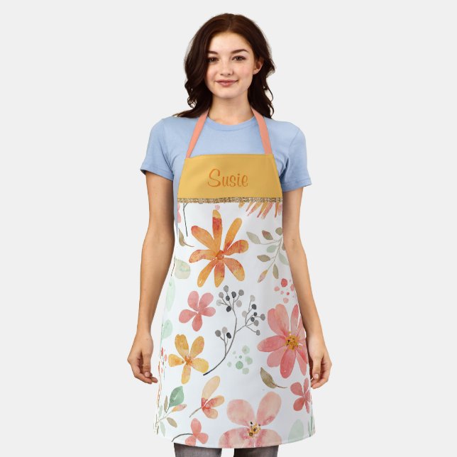 Floral Pastel Pattern Tranquility Template Apron (Worn)