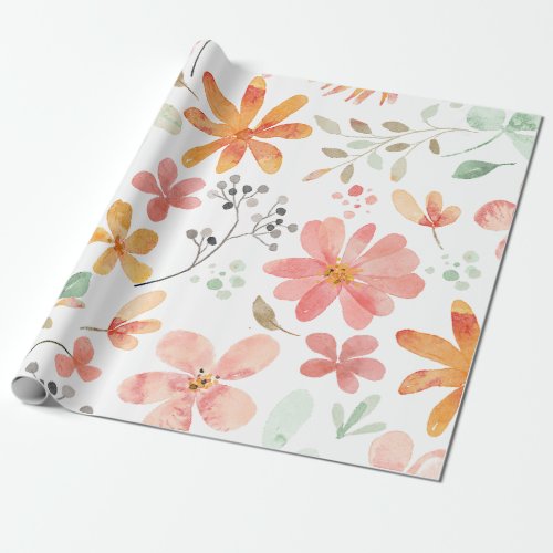 Floral Pastel Pattern Tranquility Wrapping Paper