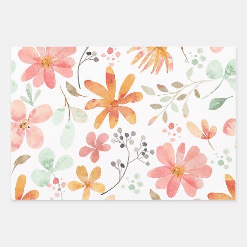 Floral Pastel Pattern Tranquility Wrapping Paper Sheets