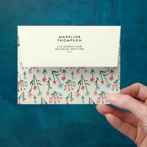 Floral Pastel Pink Blue Flowers Pattern