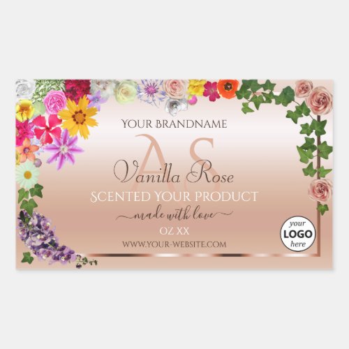 Floral Pastel Pink Product Label Monogram and Logo