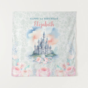 Floral Pastel Princess Castle Backdrop & Tapestry