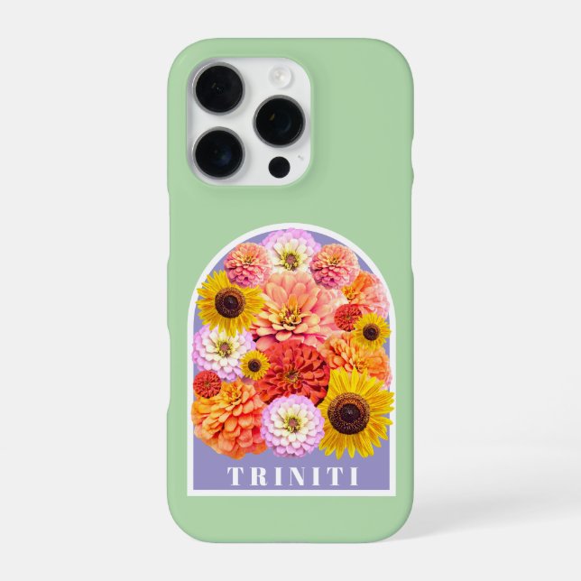 Floral Pastel Sage Green Custom Name Wildflowers iPhone Case (Back)