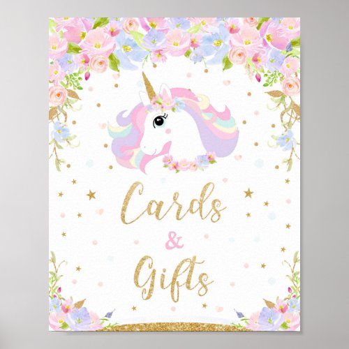 Floral Pastel Unicorn Cards and Gifts Decor Sign