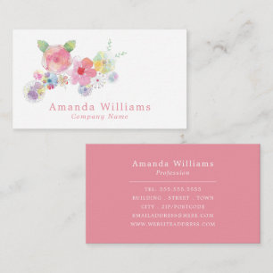 Floral Pastel Watercolor, Floral Business Card