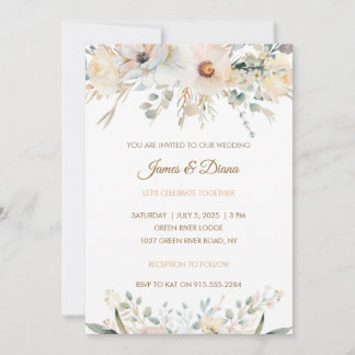 Floral pastel wedding invitation classic