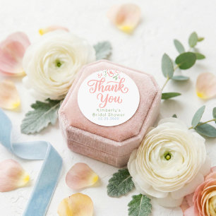 Floral Pastel Whimsical Bridal Shower Thank You Classic Round Sticker