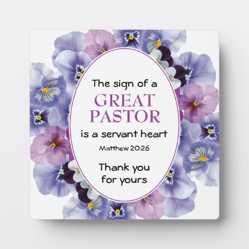 Floral Pastor Appreciation Plaque | Zazzle
