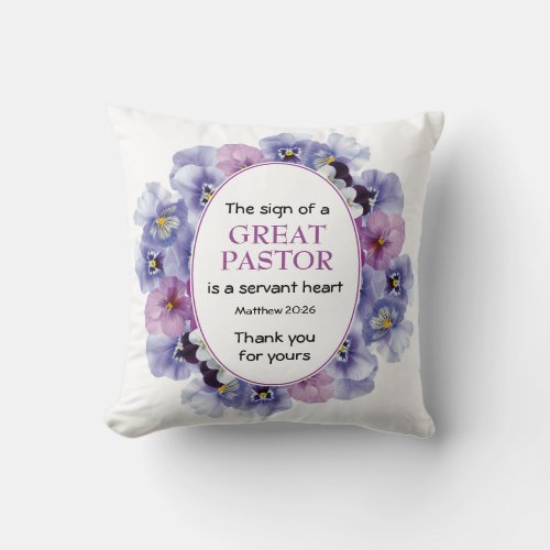 Floral Pastor Appreciation  Throw Pillow