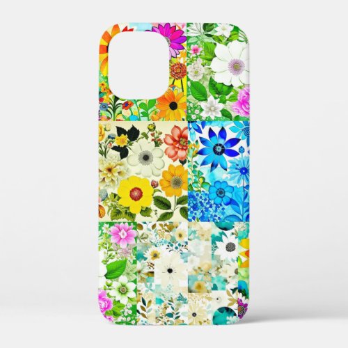 Floral Patchwork Art Watercolor Flowers iPhone 12 Mini Case