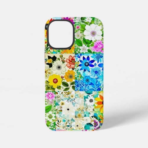 Floral Patchwork Art Watercolor Flowers iPhone 12 Mini Case