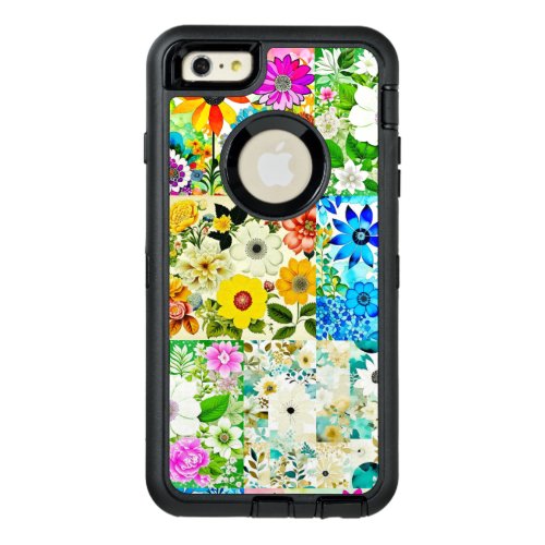 Floral Patchwork Art Watercolor Flowers OtterBox Defender iPhone Case