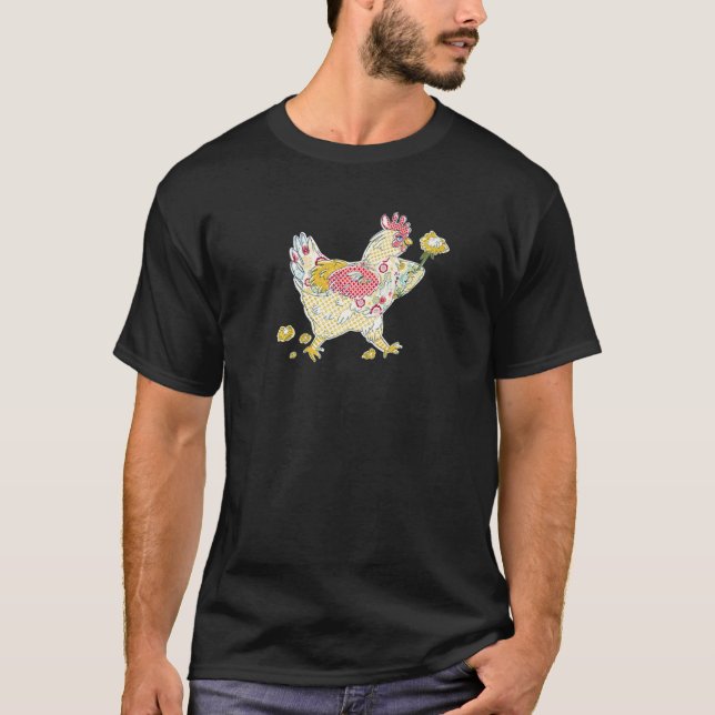 Floral Patchwork Pattern Chicken Quilter  1 T-Shirt (Front)