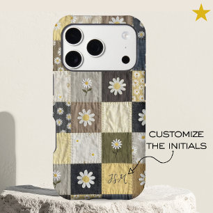 Floral Patchwork Quilt Daisy Custom Initials Name iPhone 17 Pro Case