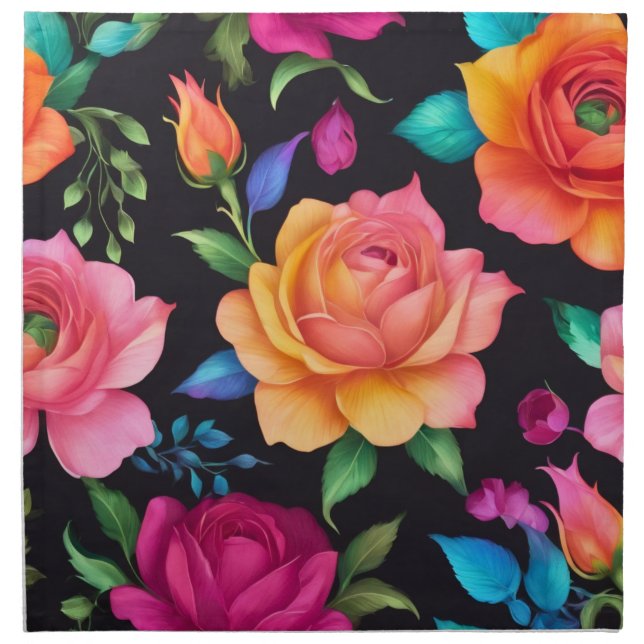 Floral Patern Rose Cloth Napkin (Front)
