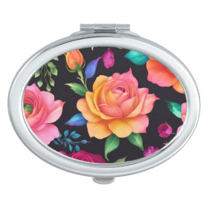Floral Patern Rose compact mirror