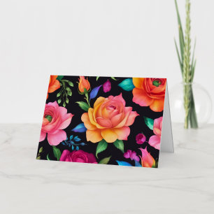 Floral Patern Rose Folded Foil Greeting Card