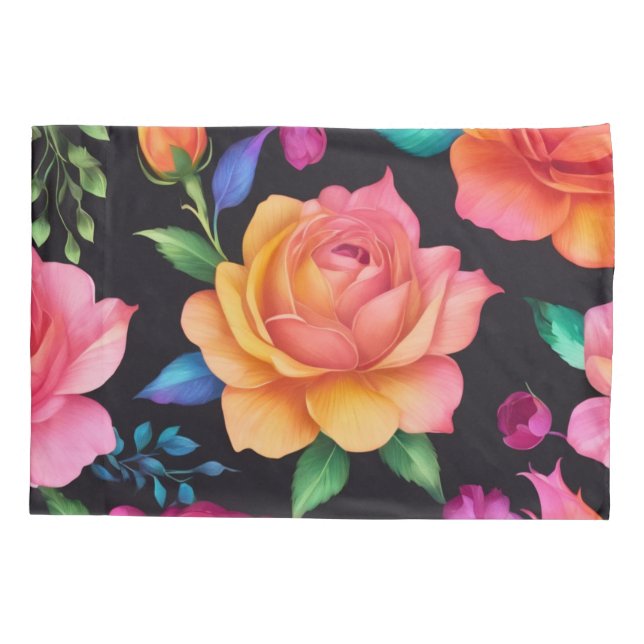 Floral Patern Rose Pillowcase (Back)