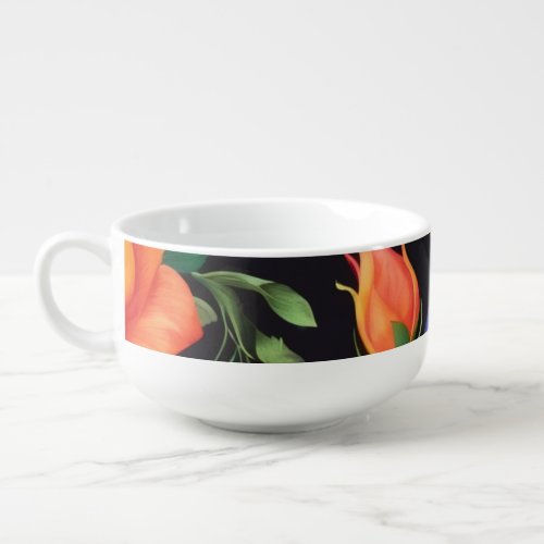 Floral Patern Rose Soup Mug