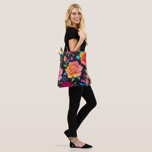 Floral Patern Rose Tote (On Model)