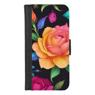Floral Patern Rose Wallet Case
