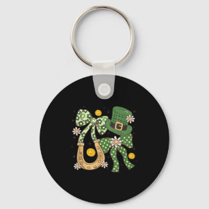 Floral Patricks Coquette,retro Shamrock Funny Gift Keychain