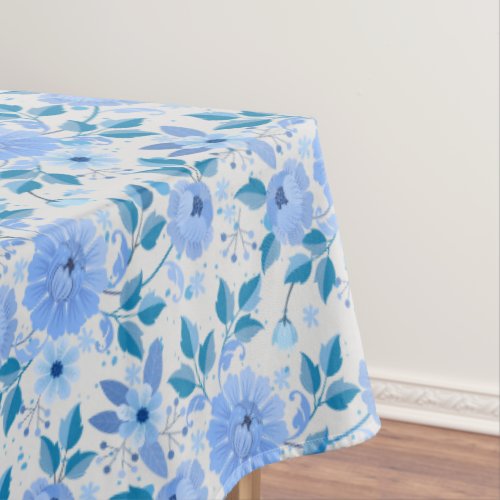 Floral pattern06FR Lblue offwhite BG Tablecloth