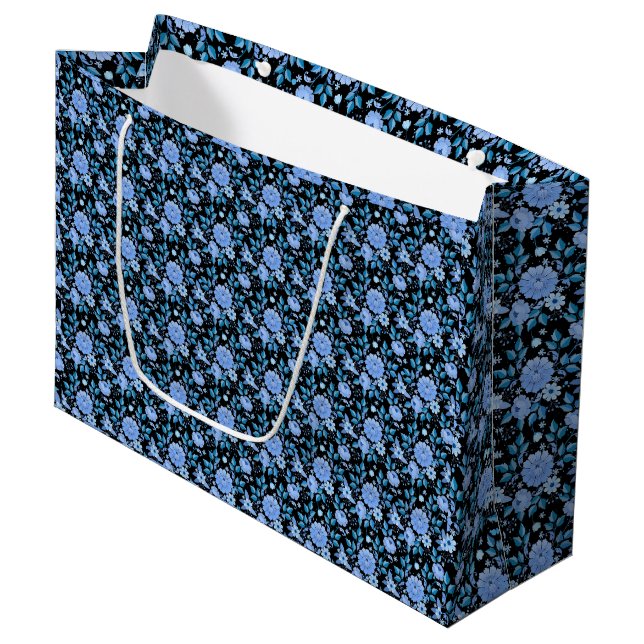 Floral pattern.06.FR. Lbluex4. Black BG Large Gift Bag (Front Angled)