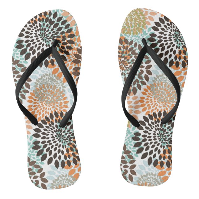 Floral Pattern 10 Flip Flops (Footbed)