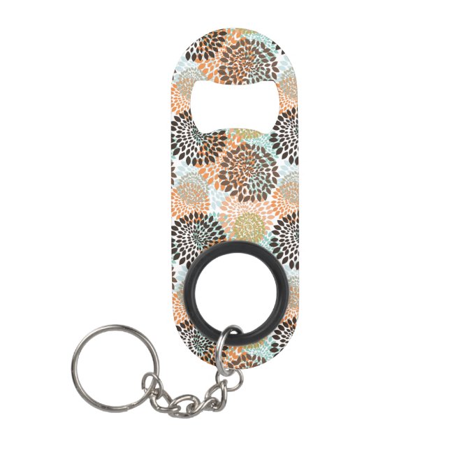 Floral Pattern 10 Keychain Bottle Opener (Front)