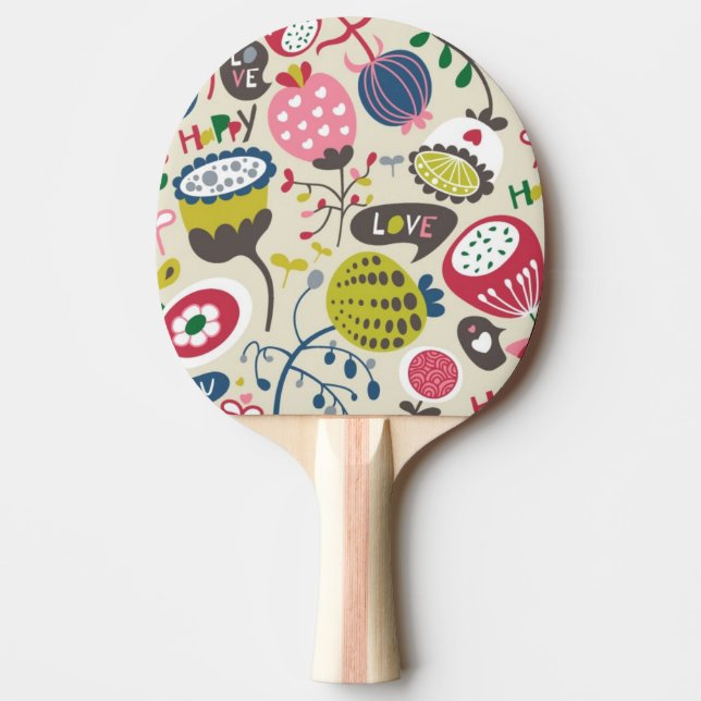 Floral Pattern 10 Ping Pong Paddle (Front)